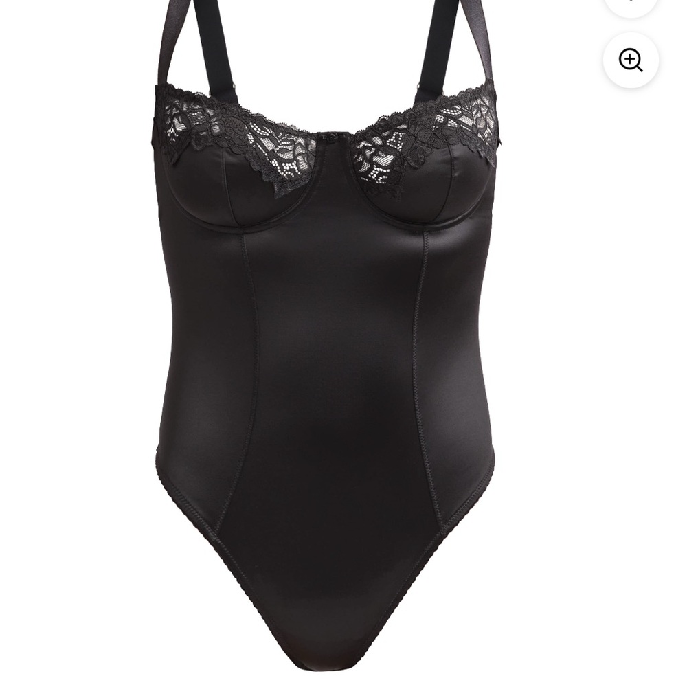 Sleek Black Lace Trim Bodysuit